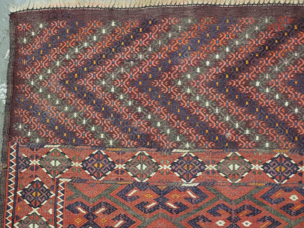 ANTIQUE YOMUT TURKMEN PALAS SOUMAK KILIM, GOOD CONDITION, LONG KILIM ENDS WITH CHEVRON DESIGN, CIRCA 1900/20. View VI
