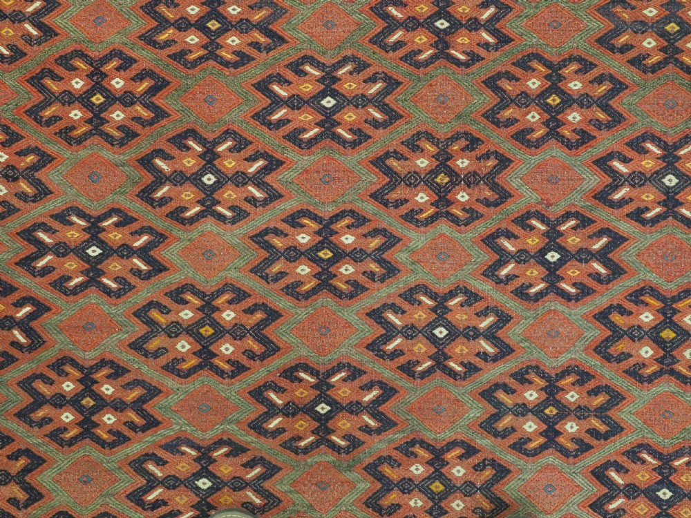 ANTIQUE YOMUT TURKMEN PALAS SOUMAK KILIM, GOOD CONDITION, LONG KILIM ENDS WITH CHEVRON DESIGN, CIRCA 1900/20. View IX