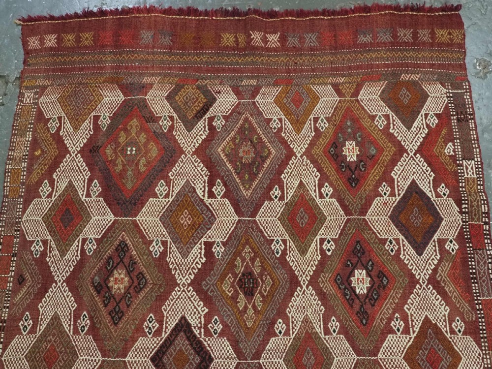 ANTIQUE TURKISH OBRUK KILIM / COVER IN CICIM WORK, GREAT CONDITION, CIRCA 1900. View III