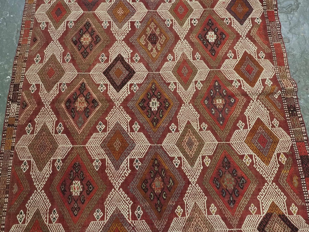 ANTIQUE TURKISH OBRUK KILIM / COVER IN CICIM WORK, GREAT CONDITION, CIRCA 1900. View IV