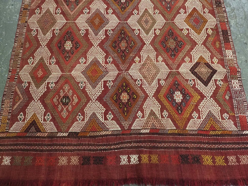 ANTIQUE TURKISH OBRUK KILIM / COVER IN CICIM WORK, GREAT CONDITION, CIRCA 1900. View V