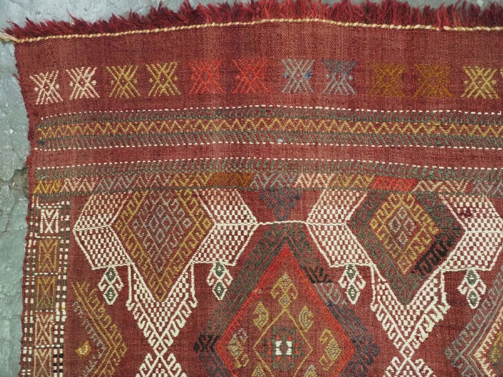 ANTIQUE TURKISH OBRUK KILIM / COVER IN CICIM WORK, GREAT CONDITION, CIRCA 1900. View VI