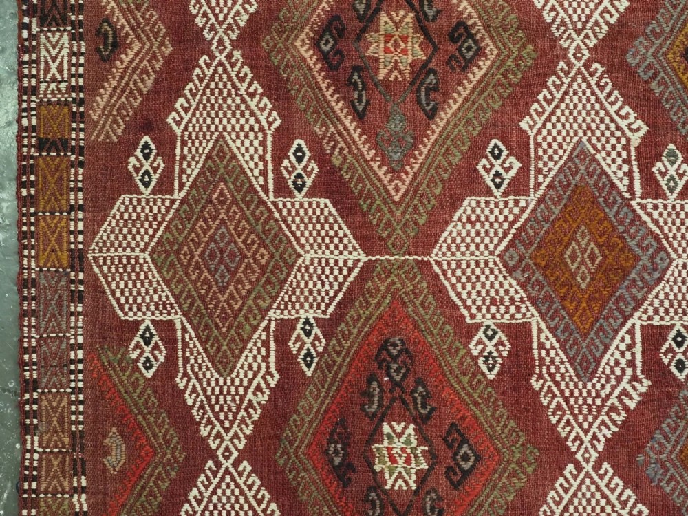 ANTIQUE TURKISH OBRUK KILIM / COVER IN CICIM WORK, GREAT CONDITION, CIRCA 1900. View VII