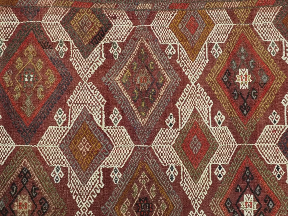 ANTIQUE TURKISH OBRUK KILIM / COVER IN CICIM WORK, GREAT CONDITION, CIRCA 1900. View VIII