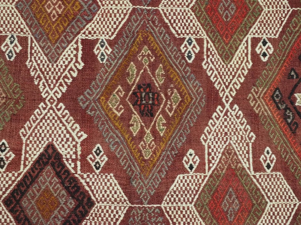 ANTIQUE TURKISH OBRUK KILIM / COVER IN CICIM WORK, GREAT CONDITION, CIRCA 1900. View IX