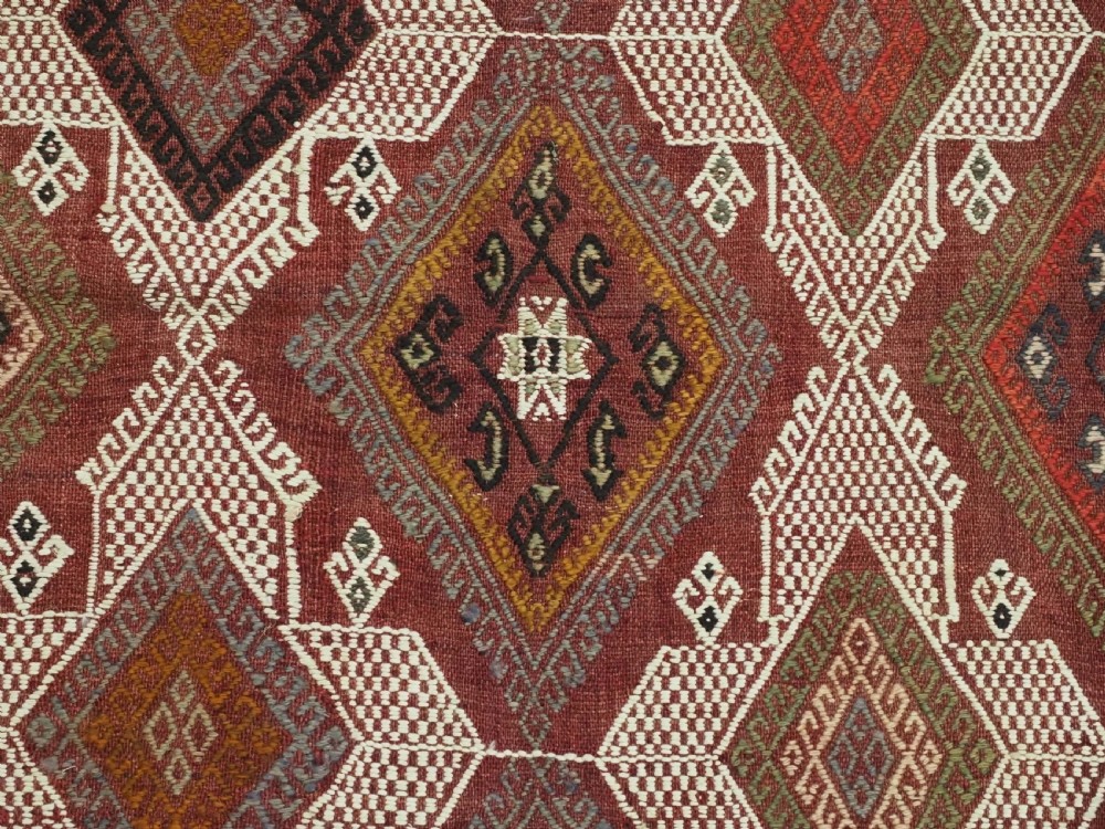 ANTIQUE TURKISH OBRUK KILIM / COVER IN CICIM WORK, GREAT CONDITION, CIRCA 1900. View X