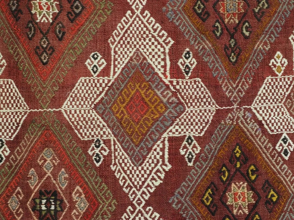 ANTIQUE TURKISH OBRUK KILIM / COVER IN CICIM WORK, GREAT CONDITION, CIRCA 1900. View XI