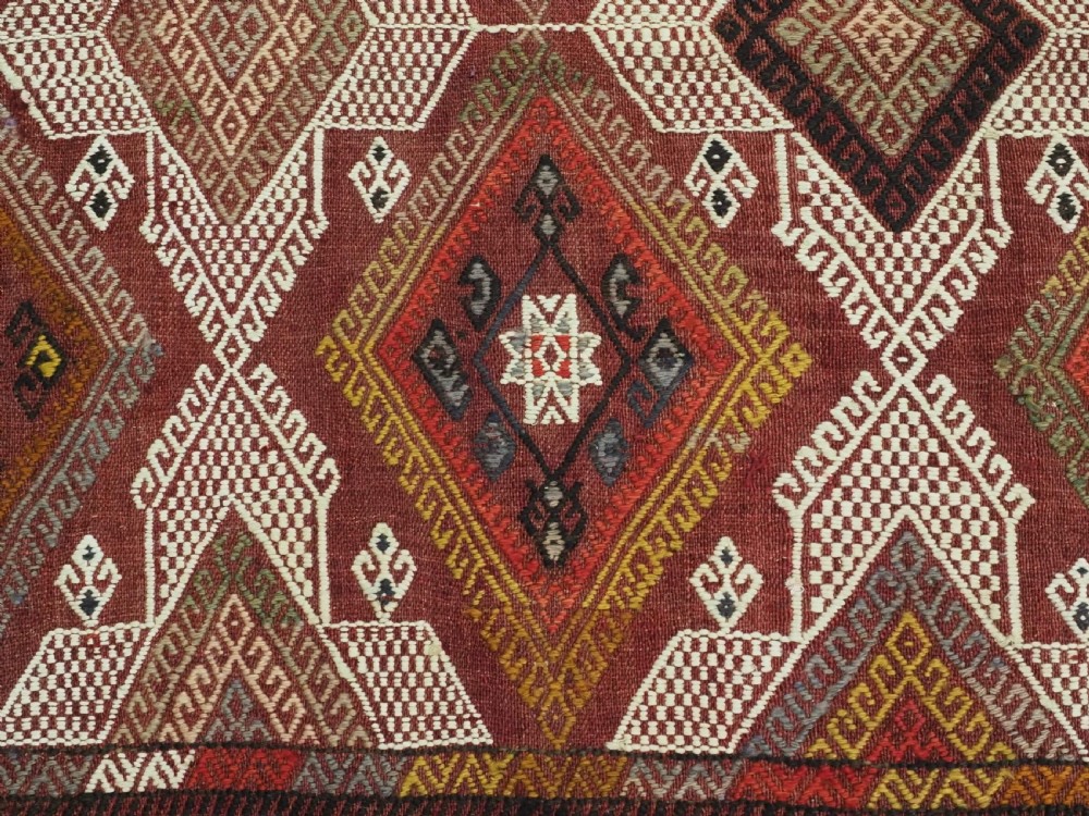 ANTIQUE TURKISH OBRUK KILIM / COVER IN CICIM WORK, GREAT CONDITION, CIRCA 1900. View XII