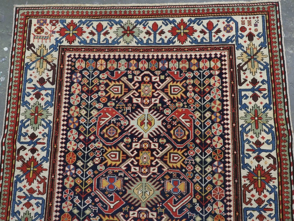 ANTIQUE CAUCASIAN KUBA SHIRVAN LONG RUG WITH BIRD DESIGN, CIRCA 1890. View III