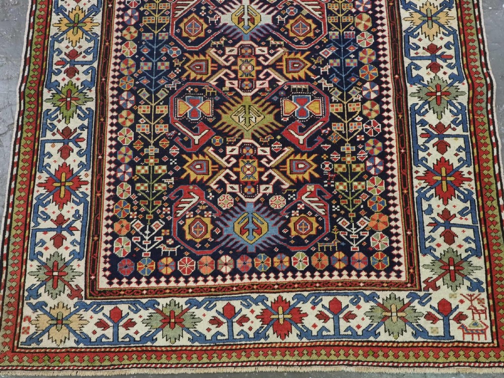 ANTIQUE CAUCASIAN KUBA SHIRVAN LONG RUG WITH BIRD DESIGN, CIRCA 1890. View VI