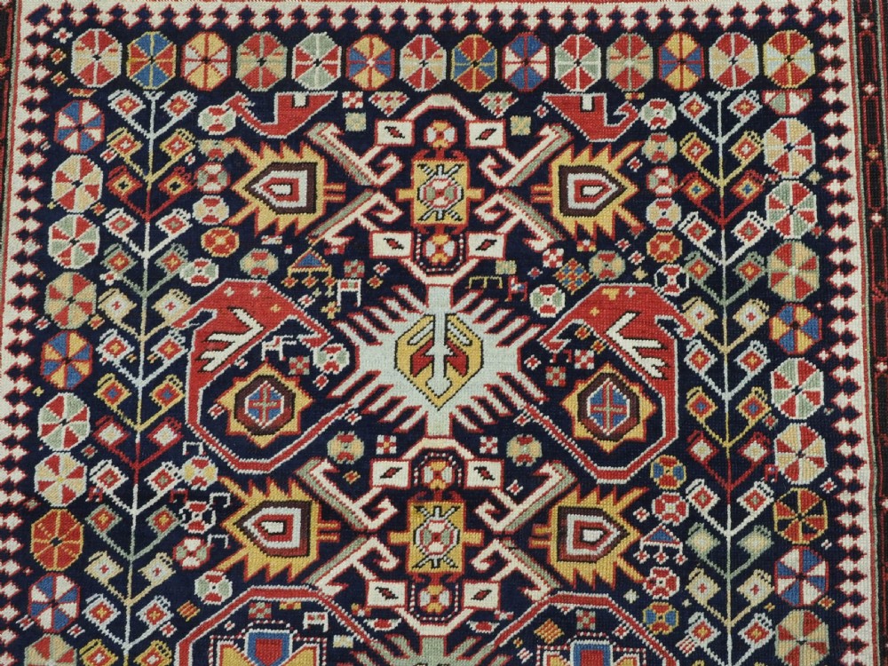 ANTIQUE CAUCASIAN KUBA SHIRVAN LONG RUG WITH BIRD DESIGN, CIRCA 1890. View IX