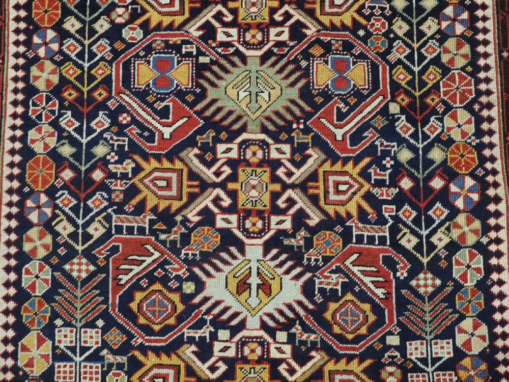 ANTIQUE CAUCASIAN KUBA SHIRVAN LONG RUG WITH BIRD DESIGN, CIRCA 1890. View X