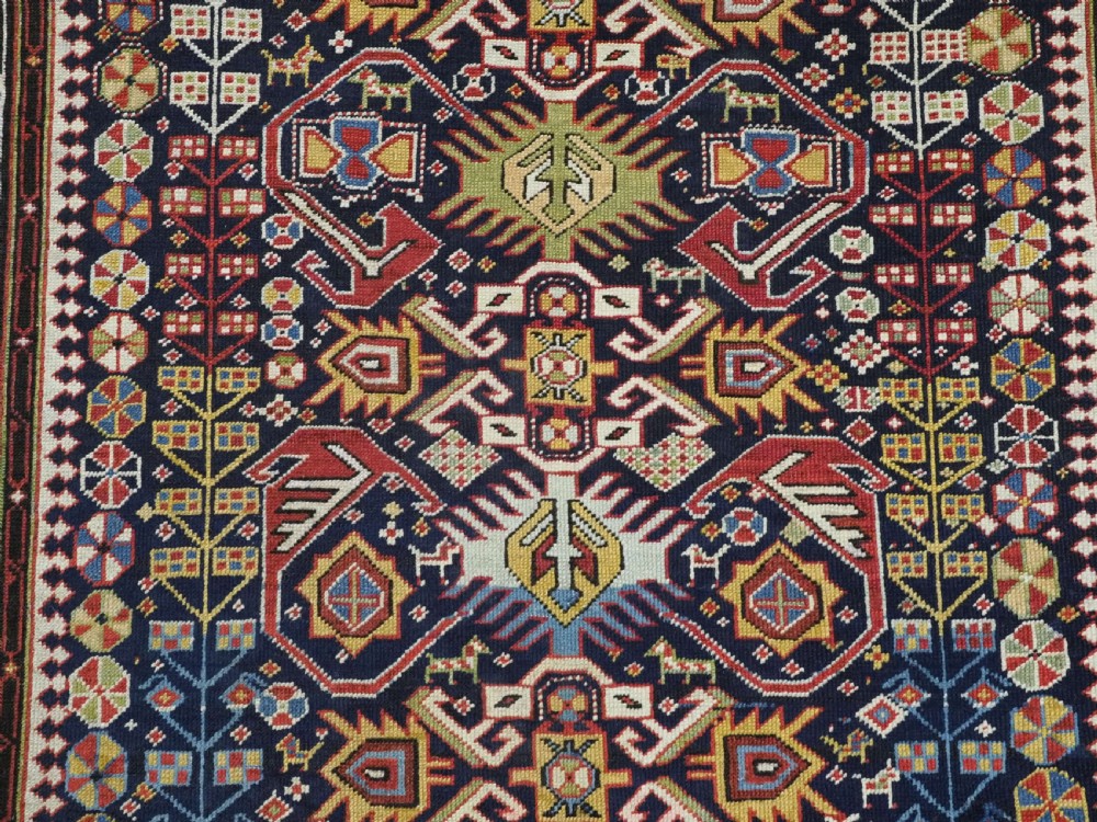 ANTIQUE CAUCASIAN KUBA SHIRVAN LONG RUG WITH BIRD DESIGN, CIRCA 1890. View XI