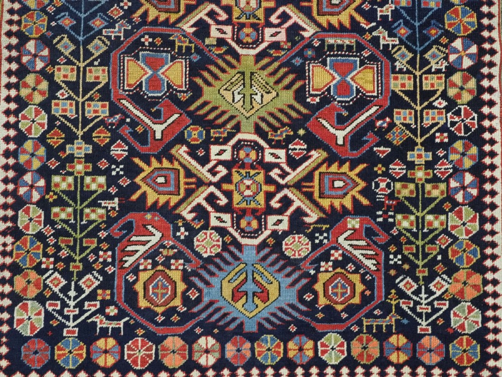 ANTIQUE CAUCASIAN KUBA SHIRVAN LONG RUG WITH BIRD DESIGN, CIRCA 1890. View XII