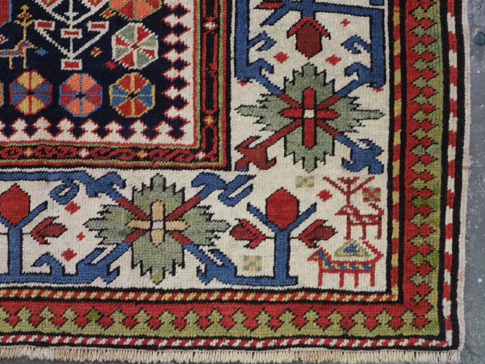 ANTIQUE CAUCASIAN KUBA SHIRVAN LONG RUG WITH BIRD DESIGN, CIRCA 1890. View XIII