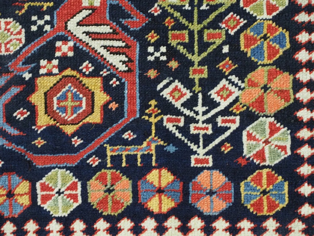 ANTIQUE CAUCASIAN KUBA SHIRVAN LONG RUG WITH BIRD DESIGN, CIRCA 1890. View XIV