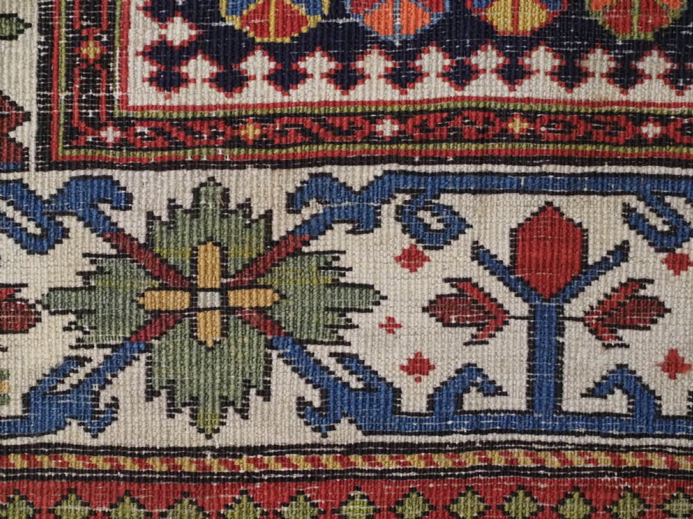 ANTIQUE CAUCASIAN KUBA SHIRVAN LONG RUG WITH BIRD DESIGN, CIRCA 1890. View XV