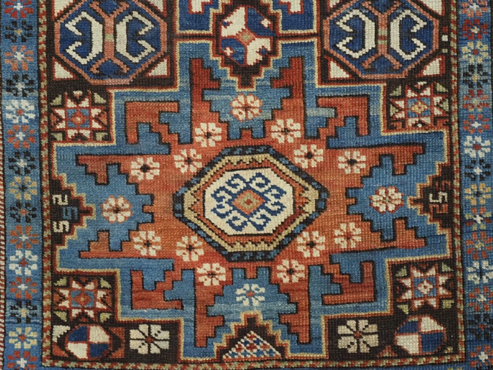 ANTIQUE CAUCASIAN RUG WITH LESGHI STAR DESIGN, EXCELLENT COLOUR, CIRCA 1890. View XI