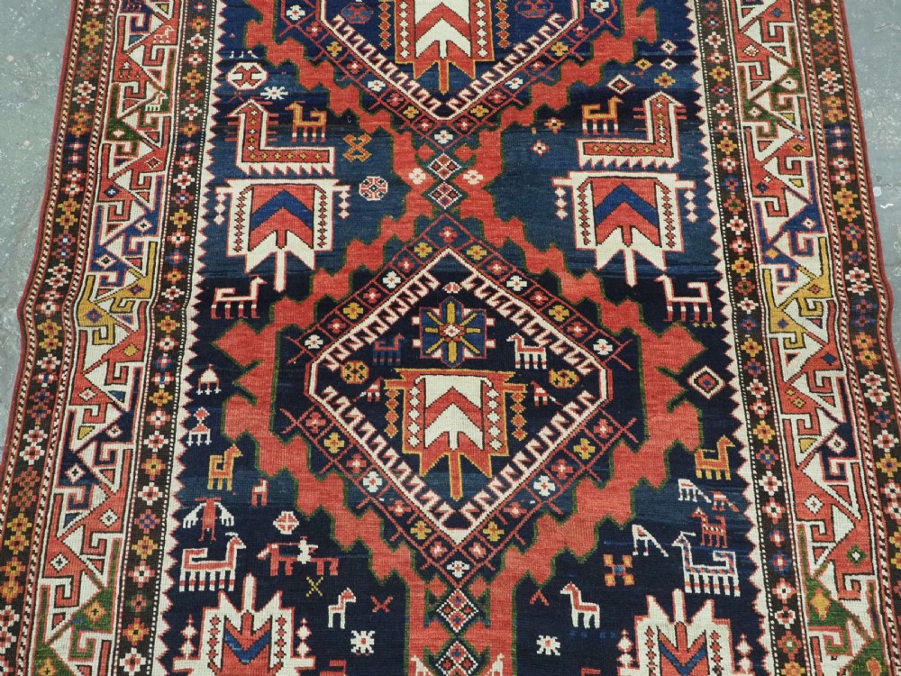 ANTIQUE CAUCASIAN SHIRVAN RUG WITH MANY INTERESTING DESIGN INFLUENCES, CIRCA 1900. View IV