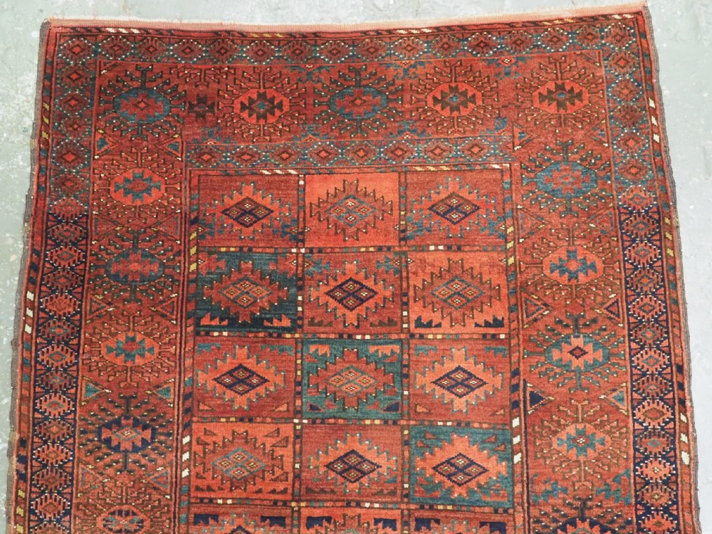 ANTIQUE ERSARI TURKMEN DIP KHALI DOWRY RUG OF SMALL SIZE, SUPERB GREEN, CIRCA 1880. View III