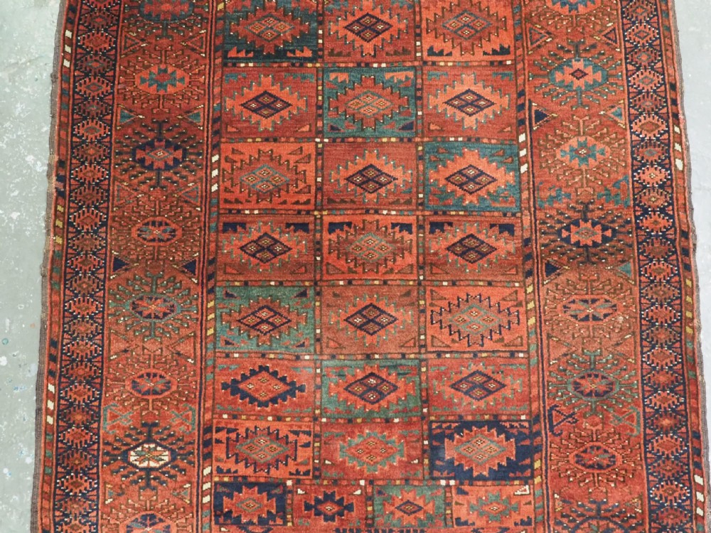 ANTIQUE ERSARI TURKMEN DIP KHALI DOWRY RUG OF SMALL SIZE, SUPERB GREEN, CIRCA 1880. View IV