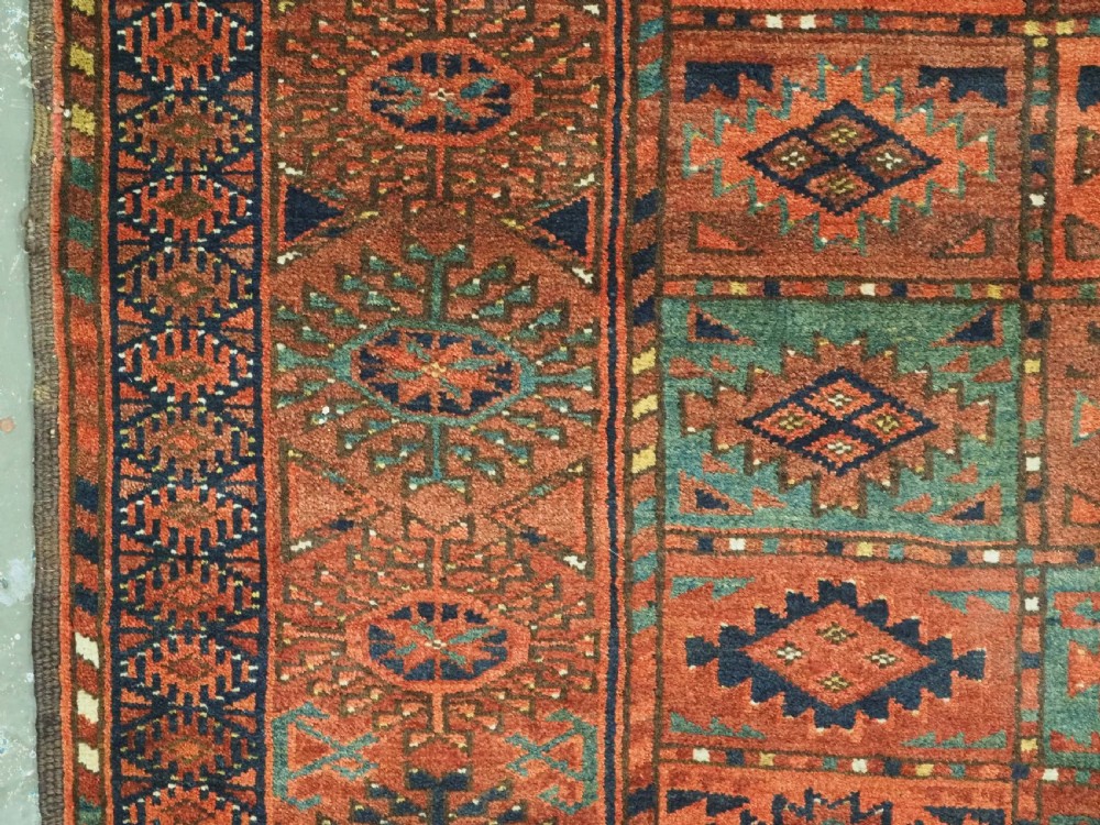 ANTIQUE ERSARI TURKMEN DIP KHALI DOWRY RUG OF SMALL SIZE, SUPERB GREEN, CIRCA 1880. View VII