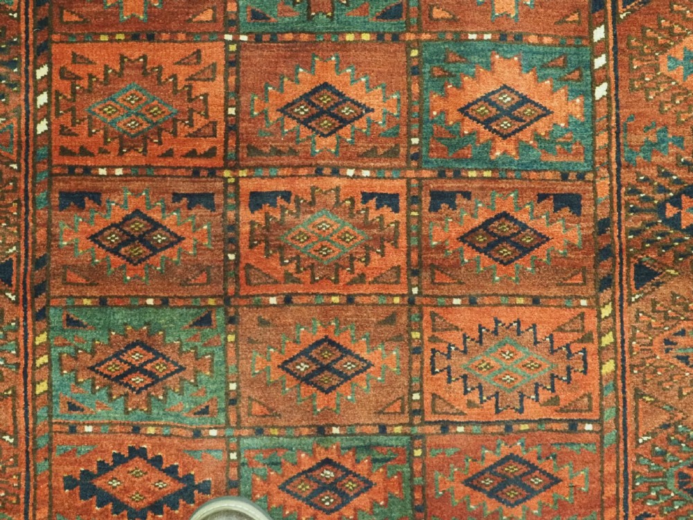 ANTIQUE ERSARI TURKMEN DIP KHALI DOWRY RUG OF SMALL SIZE, SUPERB GREEN, CIRCA 1880. View IX