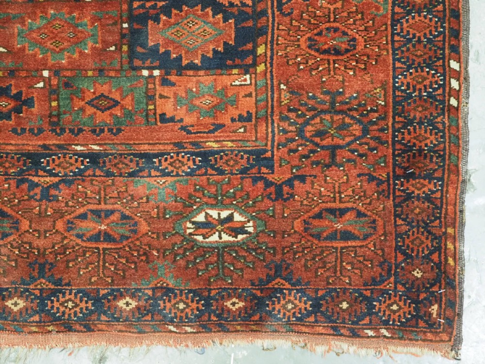 ANTIQUE ERSARI TURKMEN DIP KHALI DOWRY RUG OF SMALL SIZE, SUPERB GREEN, CIRCA 1880. View XI
