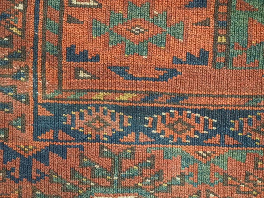 ANTIQUE ERSARI TURKMEN DIP KHALI DOWRY RUG OF SMALL SIZE, SUPERB GREEN, CIRCA 1880. View XII