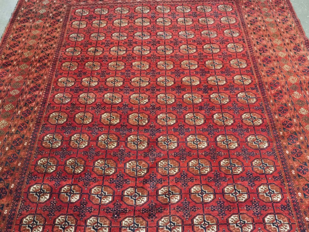 ANTIQUE AFGHAN TURKMEN CARPET, TEKKE GUL DESIGN, SQUARE SIZE & GREAT COLOUR, CIRCA 1900. View IV