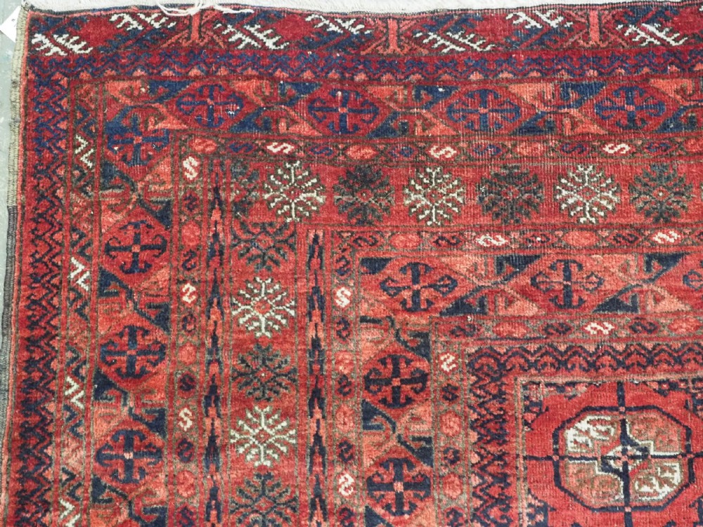 ANTIQUE AFGHAN TURKMEN CARPET, TEKKE GUL DESIGN, SQUARE SIZE & GREAT COLOUR, CIRCA 1900. View VI