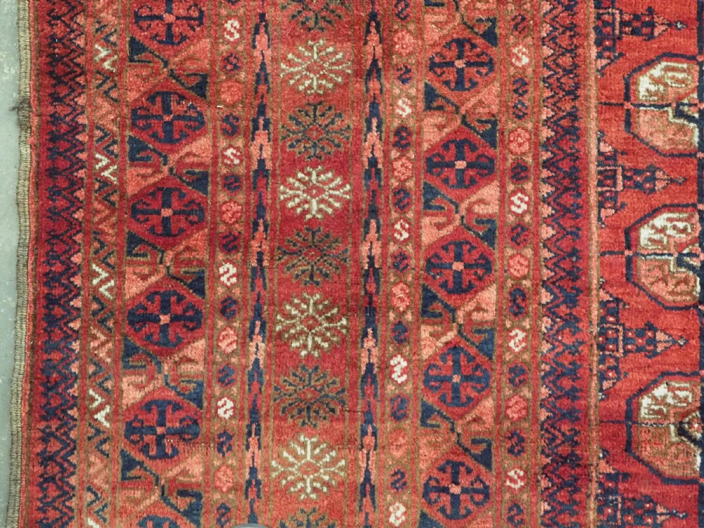 ANTIQUE AFGHAN TURKMEN CARPET, TEKKE GUL DESIGN, SQUARE SIZE & GREAT COLOUR, CIRCA 1900. View VII