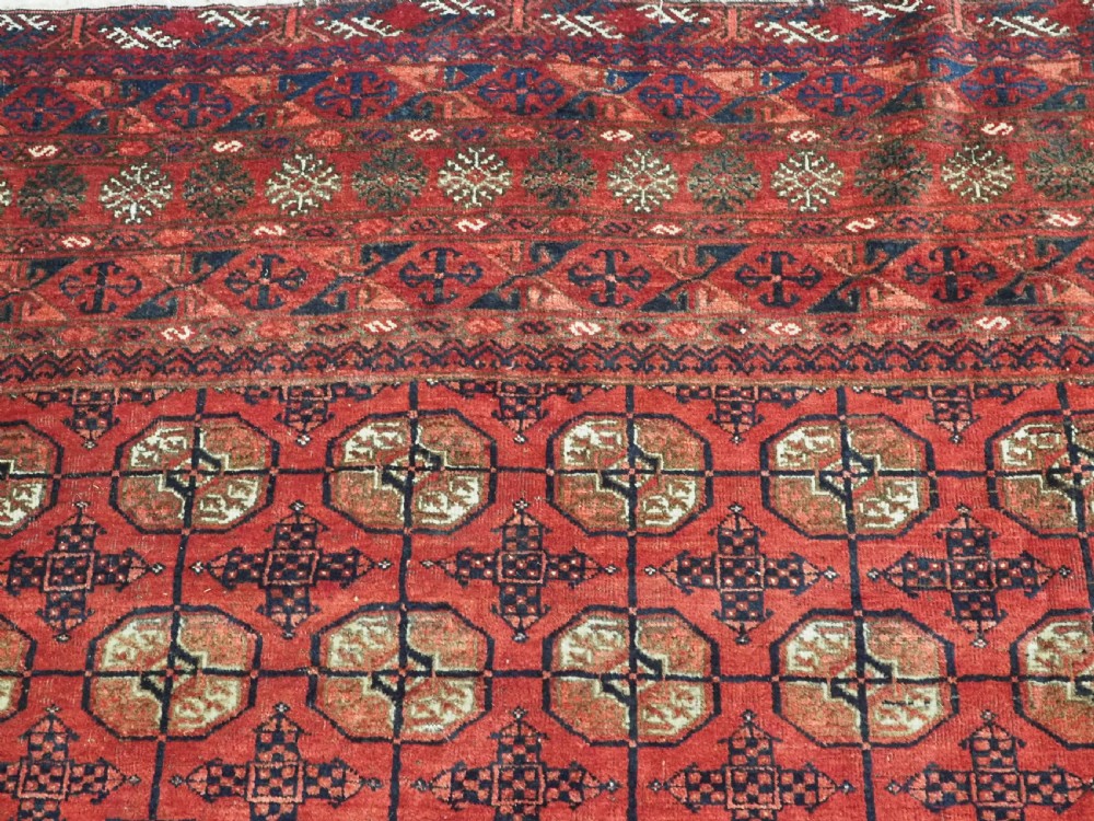 ANTIQUE AFGHAN TURKMEN CARPET, TEKKE GUL DESIGN, SQUARE SIZE & GREAT COLOUR, CIRCA 1900. View VIII