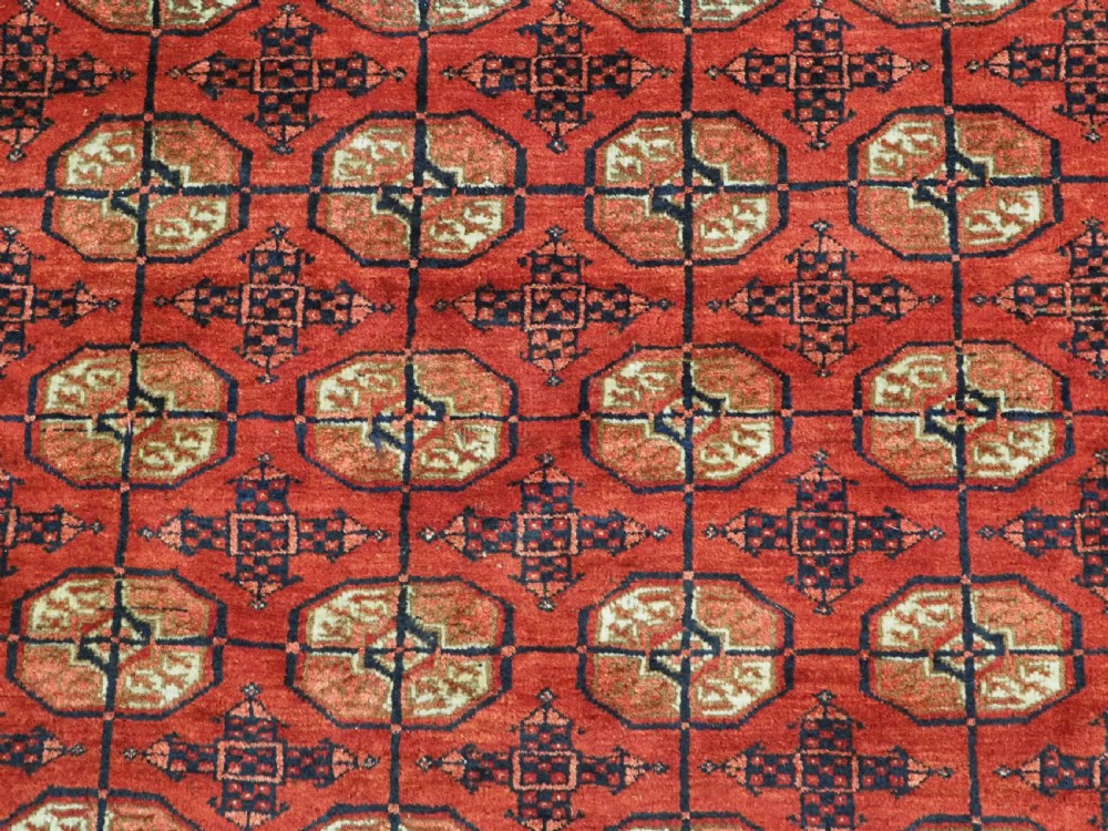 ANTIQUE AFGHAN TURKMEN CARPET, TEKKE GUL DESIGN, SQUARE SIZE & GREAT COLOUR, CIRCA 1900. View IX