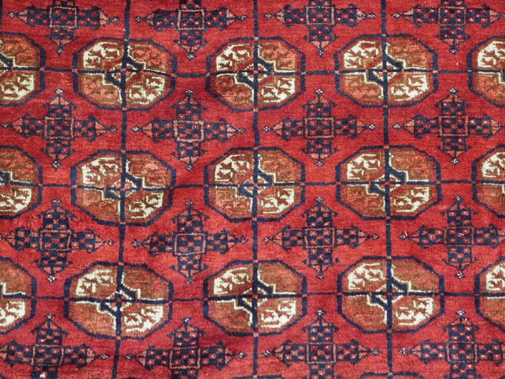 ANTIQUE AFGHAN TURKMEN CARPET, TEKKE GUL DESIGN, SQUARE SIZE & GREAT COLOUR, CIRCA 1900. View X