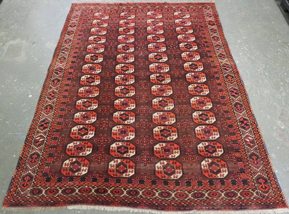 ANTIQUE KIZIL AYAK TURKMEN MAIN CARPET, EXCELLENT RICH COLOURS, CIRCA 1880.