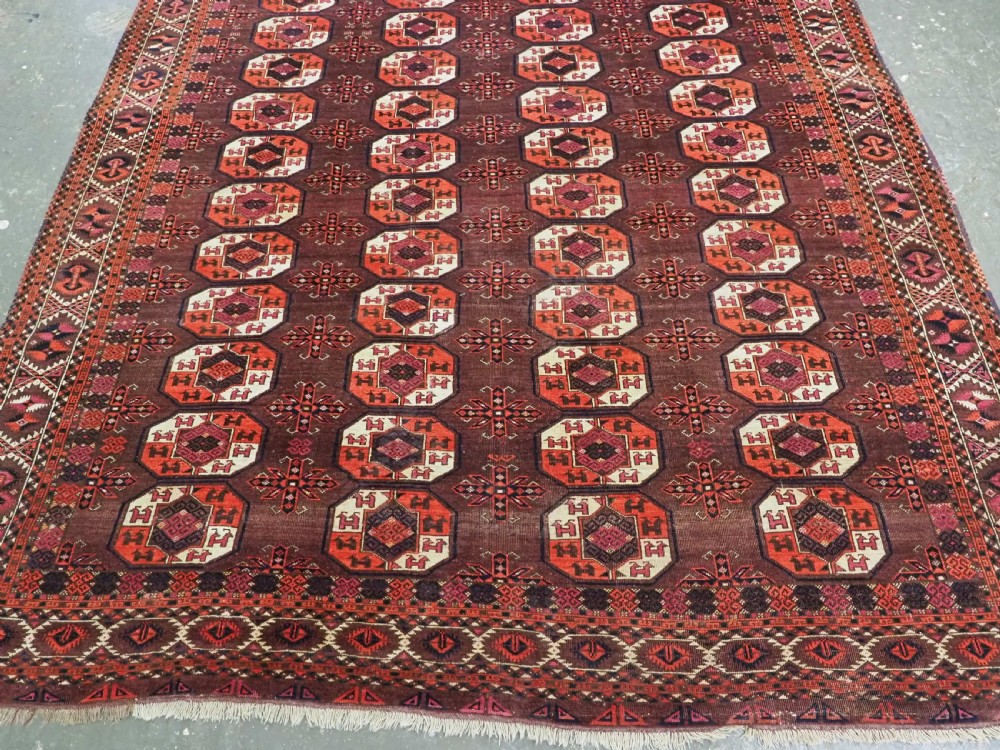 ANTIQUE KIZIL AYAK TURKMEN MAIN CARPET, EXCELLENT RICH COLOURS, CIRCA 1880. View V