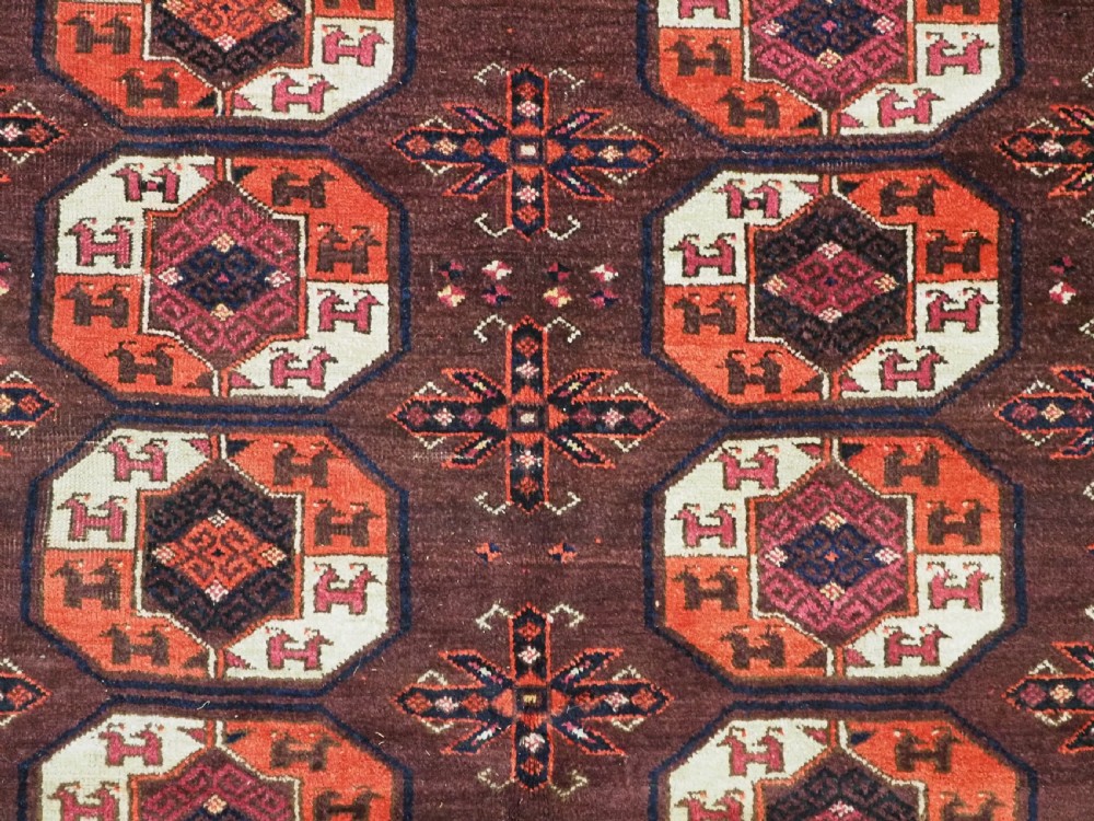 ANTIQUE KIZIL AYAK TURKMEN MAIN CARPET, EXCELLENT RICH COLOURS, CIRCA 1880. View X
