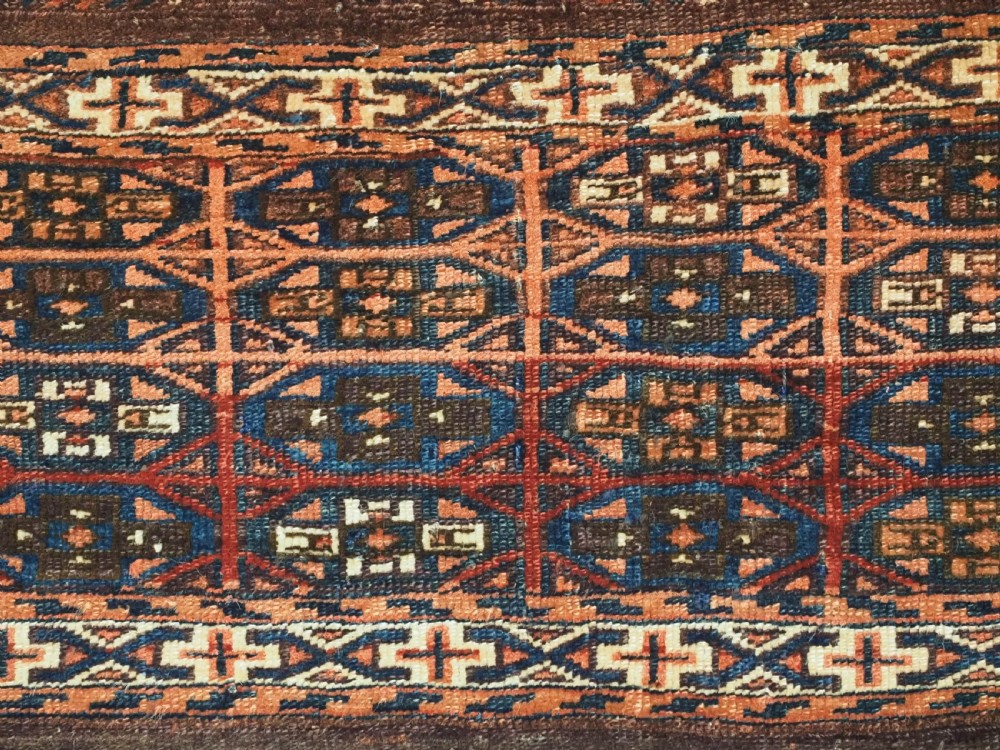 ANTIQUE YOMUT TURKMEN 'KAP' OR MAFRASH SMALL BAG, COMPLETE WITH BACK, CIRCA 1880. View IV