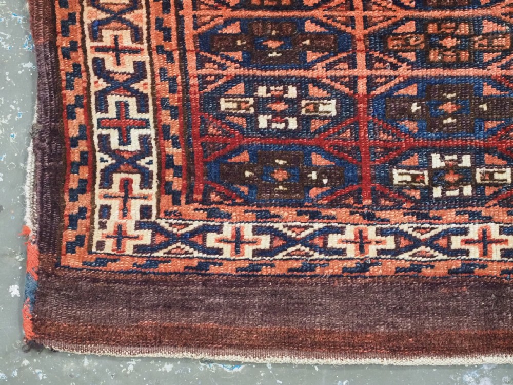 ANTIQUE YOMUT TURKMEN 'KAP' OR MAFRASH SMALL BAG, COMPLETE WITH BACK, CIRCA 1880. View V