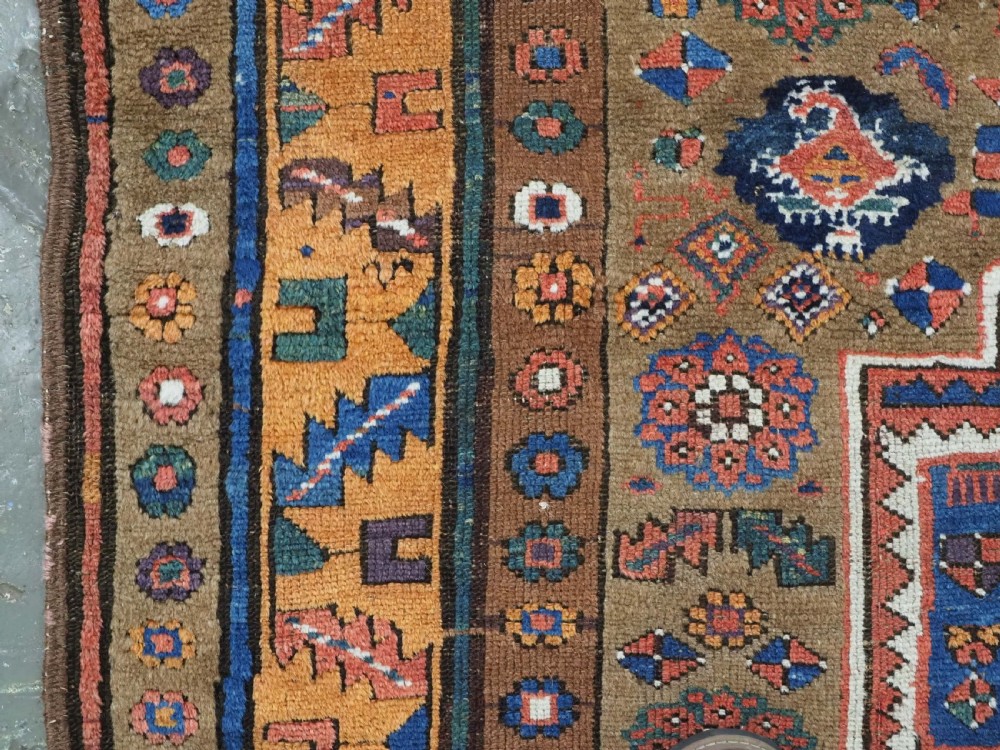 ANTIQUE KURDISH SAUJ BULAGH RUG, CAMEL GROUND, CIRCA 1880. View VII