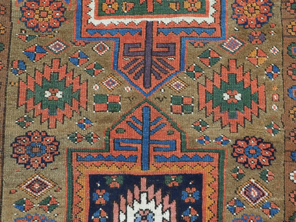 ANTIQUE KURDISH SAUJ BULAGH RUG, CAMEL GROUND, CIRCA 1880. View VIII