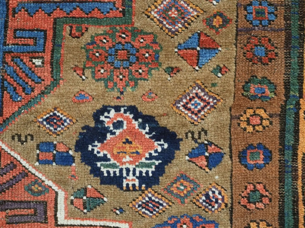 ANTIQUE KURDISH SAUJ BULAGH RUG, CAMEL GROUND, CIRCA 1880. View XIII