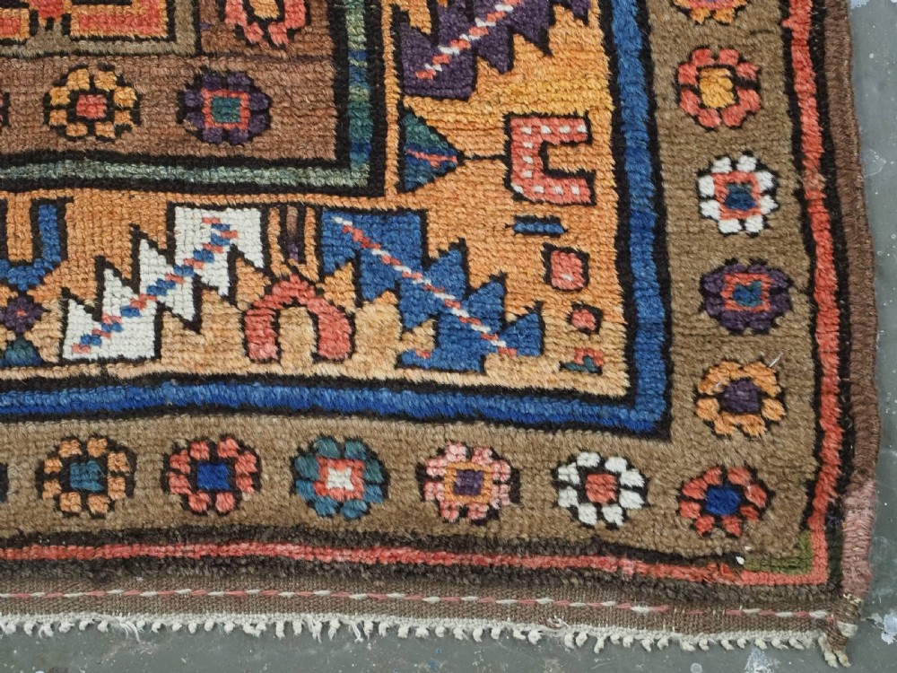 ANTIQUE KURDISH SAUJ BULAGH RUG, CAMEL GROUND, CIRCA 1880. View XV