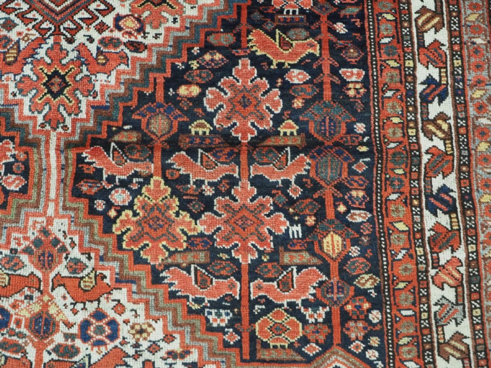 ANTIQUE TRIBAL KHAMSEH BIRD 'MORGH' RUG, LINKED MEDALLIONS, CIRCA 1900. View XVII