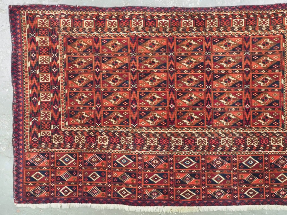 ANTIQUE TEKKE TURKMEN CHUVAL FACE WITH AINA GUL DESIGN, CIRCA 1880 OR EARLIER. View II