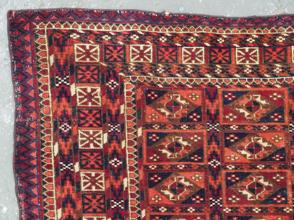 ANTIQUE TEKKE TURKMEN CHUVAL FACE WITH AINA GUL DESIGN, CIRCA 1880 OR EARLIER. View IV