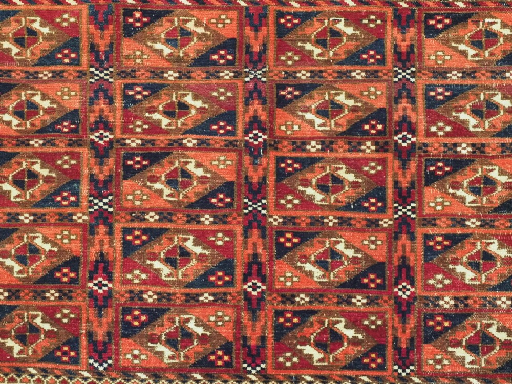 ANTIQUE TEKKE TURKMEN CHUVAL FACE WITH AINA GUL DESIGN, CIRCA 1880 OR EARLIER. View VII