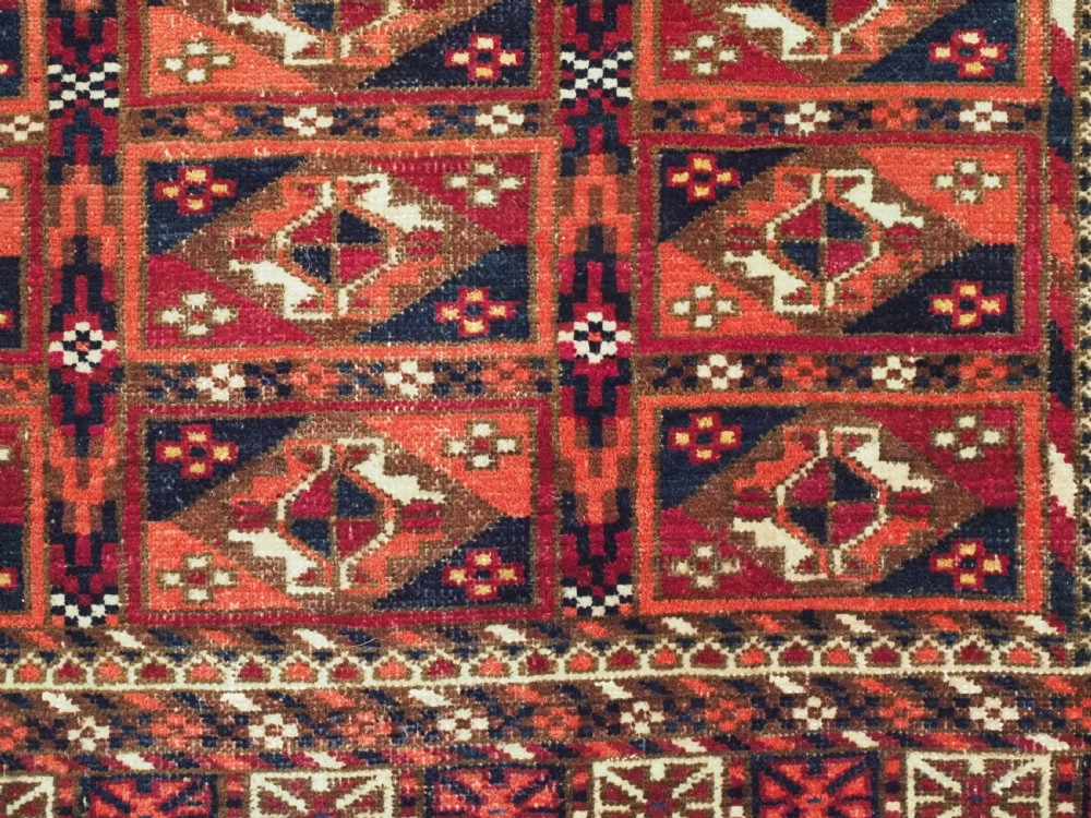 ANTIQUE TEKKE TURKMEN CHUVAL FACE WITH AINA GUL DESIGN, CIRCA 1880 OR EARLIER. View VIII