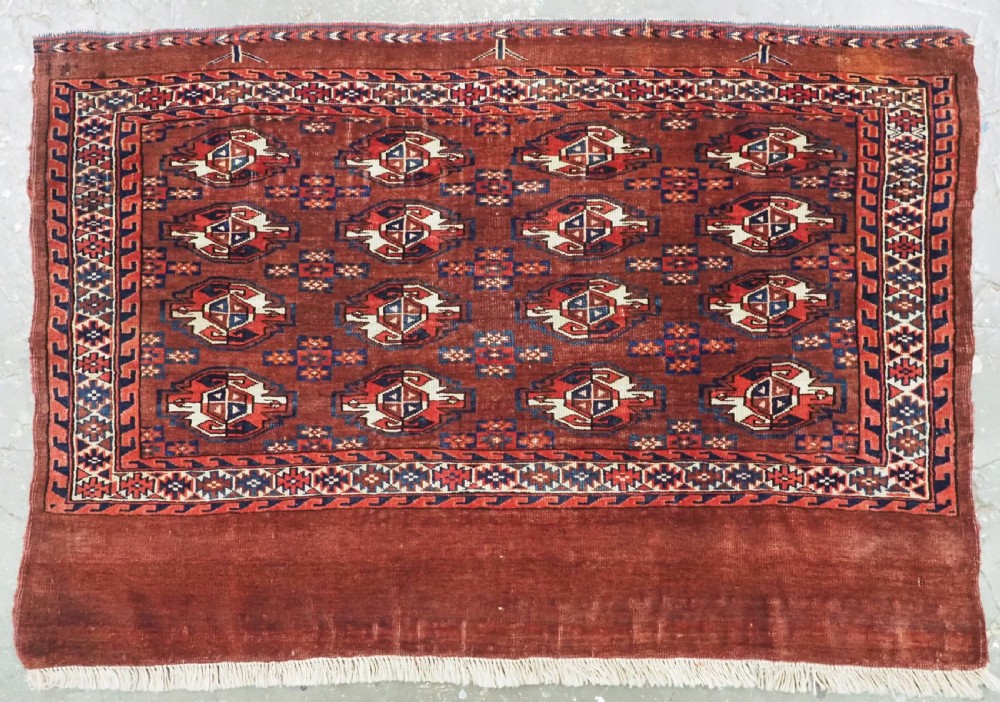 ANTIQUE YOMUT TURKMEN 16 GUL CHUVAL FACE, EXCELLENT CONDITION, CIRCA 1880.